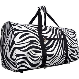 22 Inch Carry On Duffel Bag | Gym or Dance Bag by Unique Traveler (Zebra Print-Black Trim)