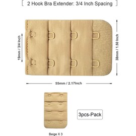 SUREMATE Bra Band Extender 2 Hook /3 Hook /4 Hook Bra Strap Extensions Breathing Room - 3 Pcs