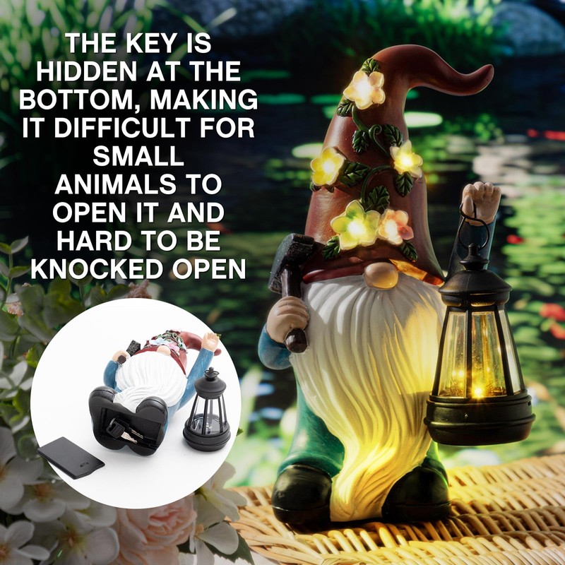 Riakrum Gnome Hide a Key Outside Figurine Key Hider with