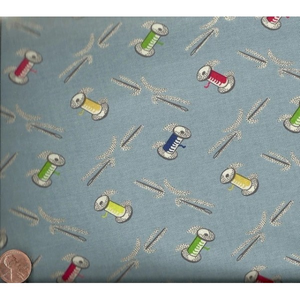 Anna Griffin Pinelope retro needles thread blue Anna Griffin fabric