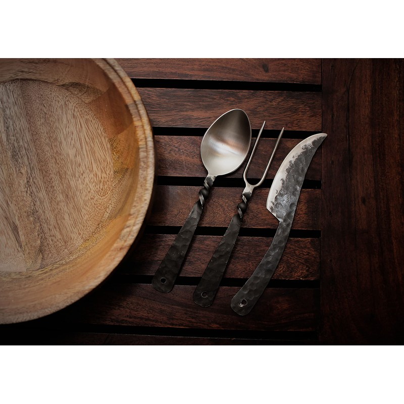Handforged Medieval Cutlery Set - Stainless Steel Knife, Fork and
