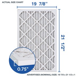 Aerostar 19 7/8 x 21 1/2 x 1 MERV 13 Pleated Air Filter, AC Furnace Air Filter, 6 Pack (Actual Size: 19 7/8"x21 1/2"x3/4")