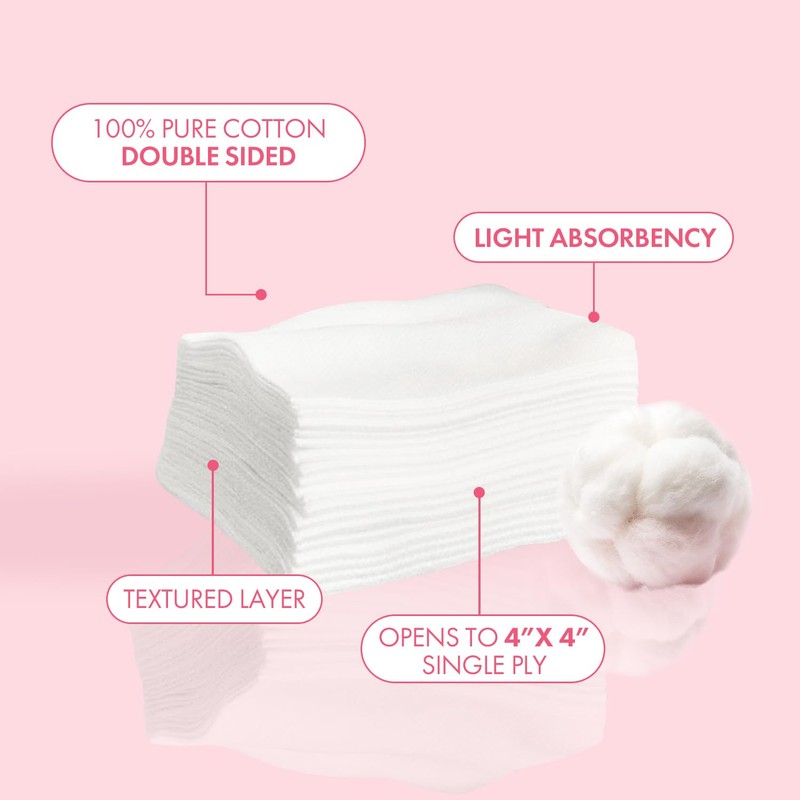 Intrinsics Petite Silken Wipes – 2"x2" 4-Ply Lint-Free Cotton Pads