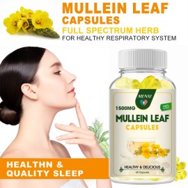 3 Bottles Mullein Leaf Capsules Lung Cleanse Detox Herbal Dietary Supplement