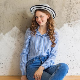 FuninCrea Sun Hat for Women Wide Brim Straw Hat UPF 50+ Floppy Foldable Womens Sun Hat with Elastic Rope and Sweat Band (CA/US, Alpha, One Size, White)