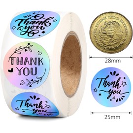 Etiquetas de Agradecimiento Etiquetas Adhesivas Personalizadas 500PCS/rollo Para Decoracin De lbumes De Recortes Cierre De Sobres Etiquetas Adhesivas Redondas 2.5cm (Azul 01)