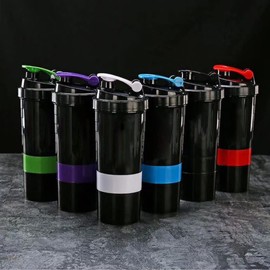 Protein Shaker with Powder Compartment Cup 500 ml Hand Premium Mixing Function Including Infusion Strainer Leak-Proof BPA Free Best Gym Shaker for Fitness, Red