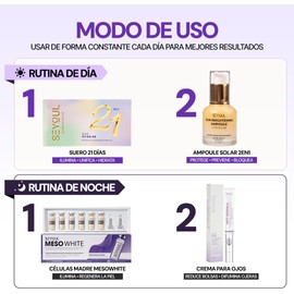 Kit Glow Intensivo 3 Pasos – Mesowhite + Serum 21 Days + Crema para Ojos Luminosidad, Hidratación y Cuidado Antiedad