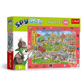 Trefl 15590 Observation Spy Guy: City 100 Elements Find All Items Out of the Frame, Colourful Puzzle Full with Details, Attention Training for Children from 5 Years, Multicoloured