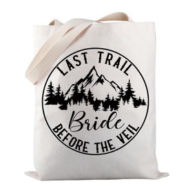 PWHAOO Camp Bachelorette Tote Bag Last Trail Before the Veil Tote Bag Hiking Mountain Bachelorette Party Gift (LAST TRAIL Bride TOTE)
