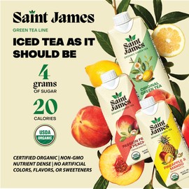 Saint James Iced Tea | Original Organic Green Tea | Organic, Non-GMO Green Tea, 12 Pack (16.9oz each)