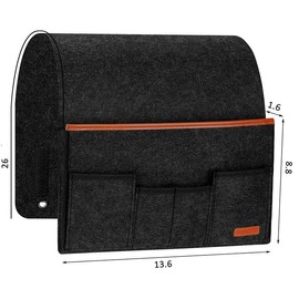 VOANZO Felt Bedside Storage Hanging Sofa Armrest Organizer with 5 Pockets for Magazines, Tablets, Phone, Books and Pens