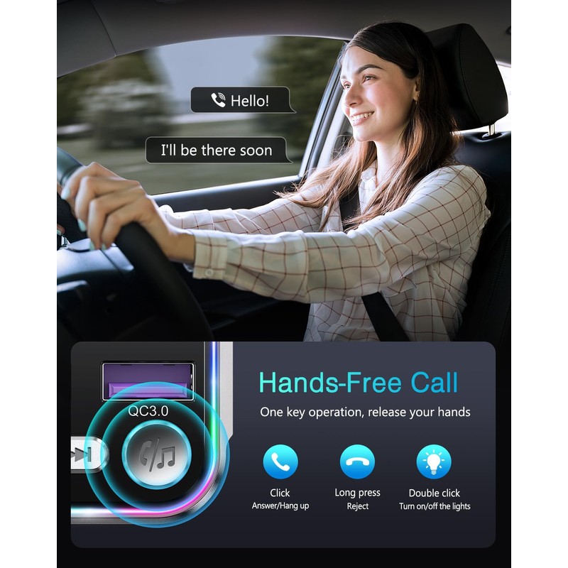 ORIA 66W Bluetooth 5.3 FM Transmitter, PD 36W+QC3.0 18W Car