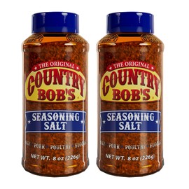 Country Bob's Original Seasoning Salt - Salty & Peppery Blend with Garlic and Paprika, Ideal for Soups, Stews, Salads, Gluten Free, 8oz (Pack of 2)