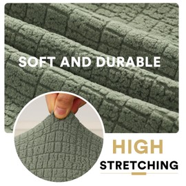 H.VERSAILTEX 100% Waterproof RV Dinette Cushion Covers Booth Set Elastic Camper Cushion Covers Replacement Couch Covers Washable Jacquard Crizzle Pattern (2 Backrest Cover & 2 Bench Cover, Seagrass)