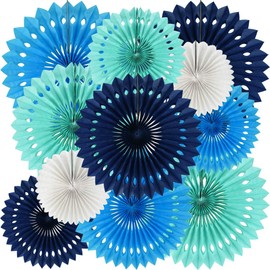 BEISHIDA Blue White Hanging Honeycomb Round Paper Fans Decoration Kit for Baby Boy Shower 1st Birthday Navy Ocean Wedding Under The Sea Theme Photo Booth Backdrops Paper Party Supplies（11packs）