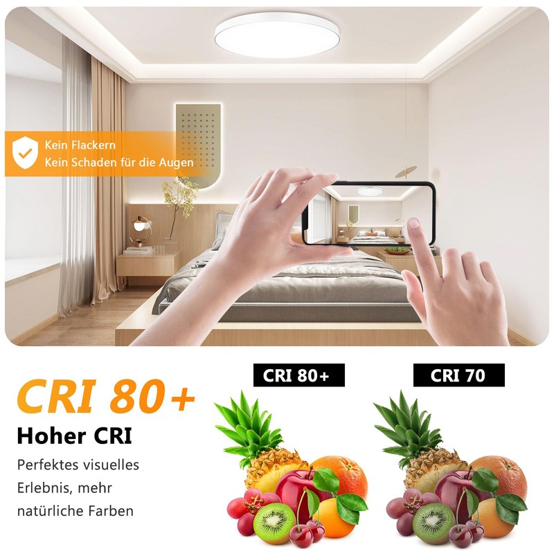 OUILA LED Ceiling Light Dimmable 24 W RGB Colour Changing