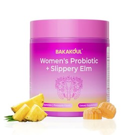 BAKAKOUL Feminine Probiotics Gummies for Women, Vaginal Probiotics with Slippery Elm,Prebiotics & Probiotics Supports pH Balance,Immune Health, Vegan,