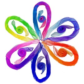 Lolakee Dance Scarves for Kids: Juggling Scarves, 12 Pcs, 24" x 24", Toddler, Unisex, Multicolored, Rainbow Theme