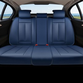 Coverado Rear Seat Covers for Cars, Back Seat Cover for Dogs, Faux Leather Car Seat Covers Backseat, Blue Car Seat Cushion, 3-Pieces Waterproof Universal Seat Covers for Cars Fit for Most Sedans SUV