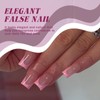 Pink French Tip False Nails - 24Pcs Coffin Press-On Nails