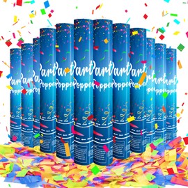 Confetti Cannon Biodegradable Confetti Poppers 12Pack Multicolor Party Poppers Confetti Shooters Air Compressed Biodegradable Twist Poppers Confetti Bulk for Graduation Wedding Birthday New Year Eve