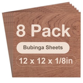Wowood 8 Pack Bubinga Plywood, 12 x 12 x 1/8 Inch Unfinished Balsa Wood for Laser Cutting and Engraving, 3mm Thin Wood Sheets for Wood Burning and DIY Project, ZXW-RB004