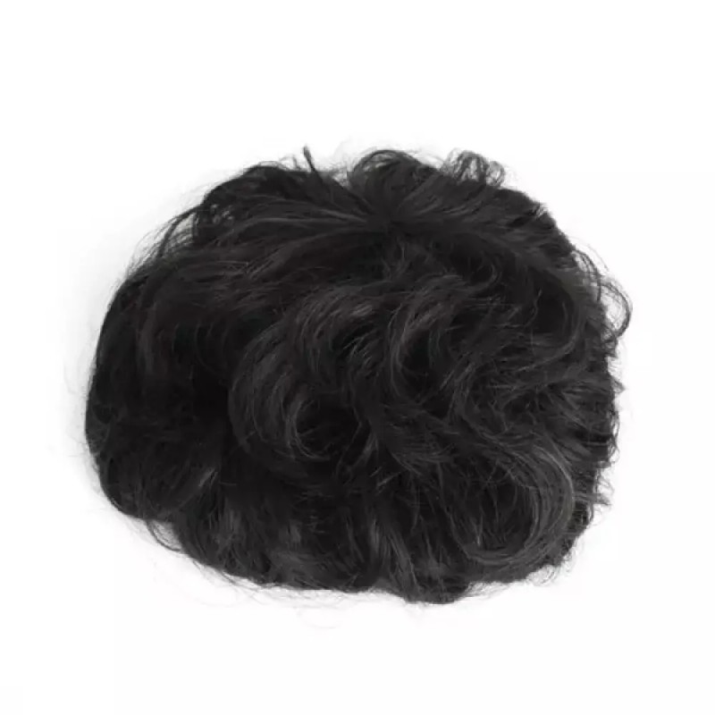 Top Cover 탑커버 정수리가발 검정 웨이브-WFIFAWF Top Cover Synthetic Wig