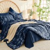 MUXHOMO Navy Blue Cal King Comforter Set, Elegant Floral Print