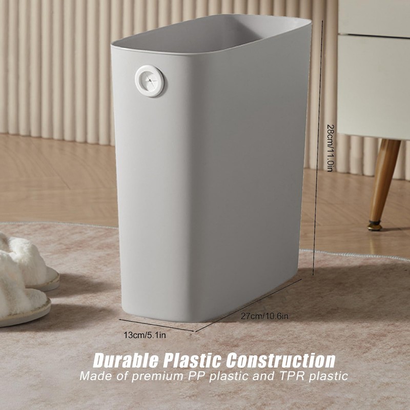 Rectangle Trash Can Ultra Thin Plastic Small Trash Basket Bathroom