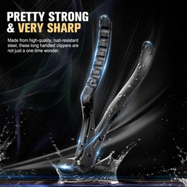 FERYES Ergonomic Non-Slip Long Handle Nail Clippers for Seniors, Unique Angled Head Curve Wide Jaw Opening Toenail Clipper with Catcher for Thick Toenails and Fingernails