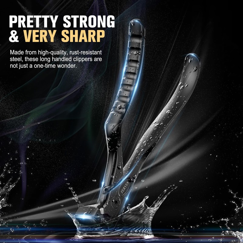 FERYES Ergonomic Non-Slip Long Handle Nail Clippers for Seniors, Unique