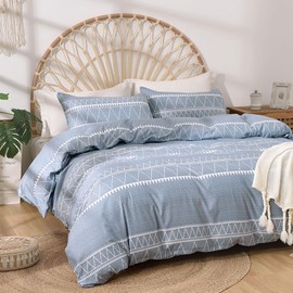 Lekesky Single Duvet Cover Set - Single Bedding Set Reversible - Single Quilt Cover Bed Set - Premium Microfiber Duvet Cover Sets With 1 Pillowcase (Blue, Single (135 x 200 cm))