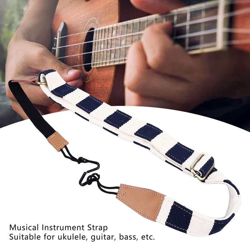 Ukelele Strap Non Drilling Adjustable Cotton Ukulele Belt Double Hook