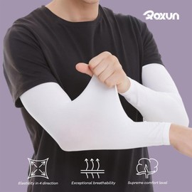 ROXUN 4 Pairs Arm Sleeves, Cooling UV Sun Protection Sports Compression for Men/Women 4 White