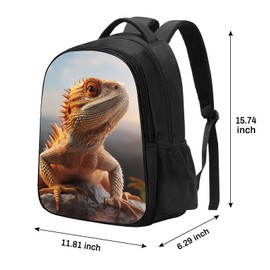 SARA NELL Bearded Dragon Lizard School Backpack,Elementary Student Bookbag Stylish Daypack for Boys Girls, School Book Bags with Padded Straps, 15.7 Inches