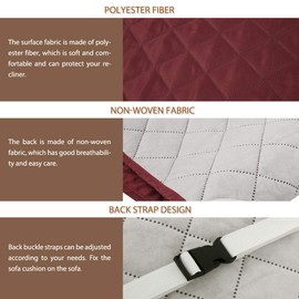 Keyohome Universal Recliner Chair Cover with Adjustable Backrest Quilted Non-Slip Anti-fouling 1 Seater Red