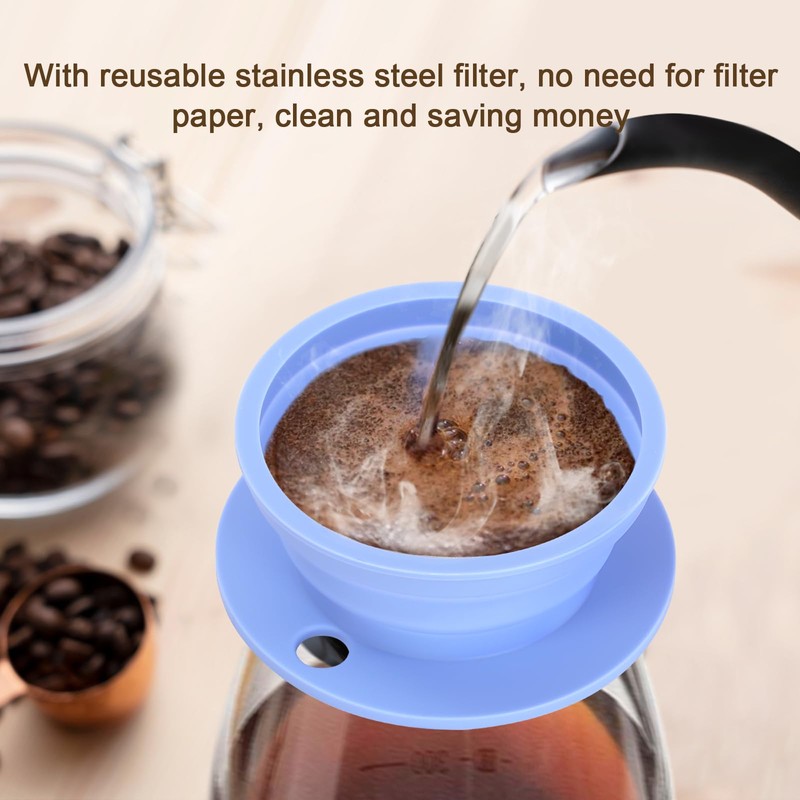 VVGCS Collapsible Paperless Pour Over Coffee Dripper, Single Cup Travel