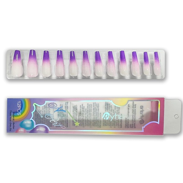 Press on Nails, 12-Piece Short Square False Nails with Adhesive