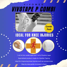 Vivomed Vivotape P Combi for Patellofemoral Pain, Tan/White 3.8cm x 13.7m