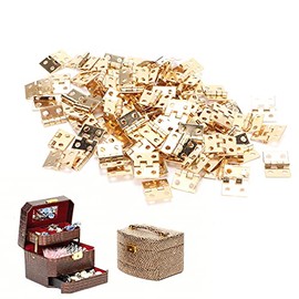 100 Piezas Pequeñas Mini Bisagras de Metal Retro Accesorio con Tornillo para Casa de Muñecas en Miniatura Armario Armario