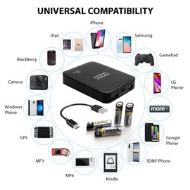 VOLT+ Portable AA Battery Travel Charger Compatible with NUU X7/X7 Plus/N10/N20/N30/A15/A23 Plus/A25/B10/B15 Re-Charger Emergency Backup+ LED Light (4AA Batteries USB-C