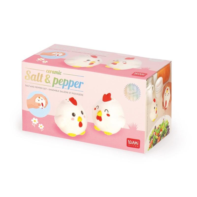 Legami - Hand Painted Ceramic Chicken Theme Salt and Pepper
