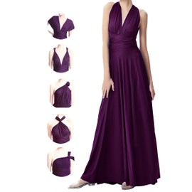 INFIWING Infinity Dresses for Women with Bandeau, One Size Wrap Dress Long Maxi Bridesmaids Convertible Dresses, Wedding Guest Multiway Dresses Dark Purple