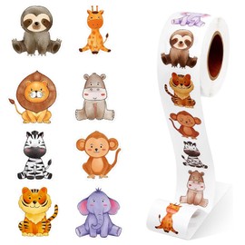 Round animal stickers, 500 pieces animal stickers, animal sticker roll, animal reward stickers, round cartoon animal stickers, animal stickers, animal sticker children, animal pattern sticker