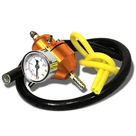 Universal Adjustable Fuel Pressure Regulator with Gauge & Hose Kit (Gold)
