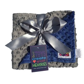 Reversible Unisex Children's Soft Baby Blanket Minky Dot (Choose Color) (Blue/Grey)