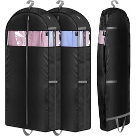 MISSLO 3 Packs Garment Bags for Clothes with 10" Gusseted, Compression 43" Suit Carrier Bags, Clothes Covers Protector Bags for Travel and Storage Space Saver