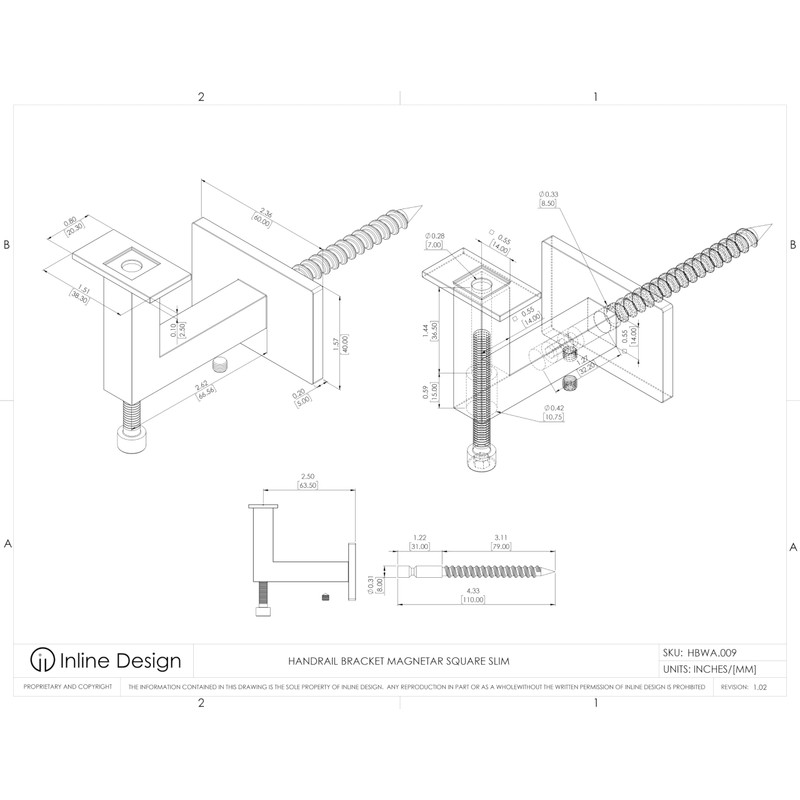 Stainless Steel Handrail Wall Bracket Square for Flat Bottom Tube