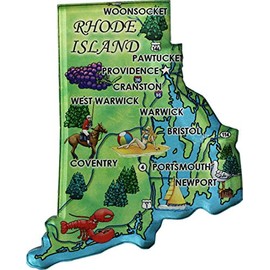 Flagline Rhode Island - Acrylic State Map Refrigerator Magnet